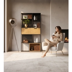 REGAŁ NA KSIĄŻKI METALOWE DREWNO LITE DĄB JESION OLCHA RNK-177